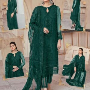 MUSHQ Wedding Edition luxury embroidered dress with hand adda work, organza daman, heavy embellished sleeves, and dupatta.
