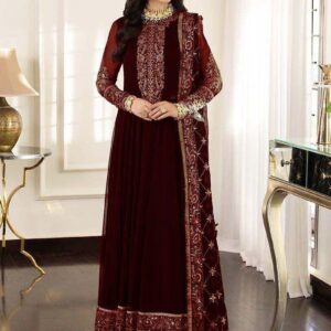 Chiffon embroidered lehenga with alternate sleeves & body, paired with a four-side embroidered net dupatta and malai trouser. ✨