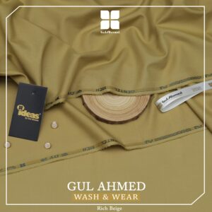 GulAhmed Men’s Luxury Summer Collection 2025 – Premium Wash & Wear fabric in 23 colors with original-style inlay card, stamp, bag, tag, and fancy buttons.