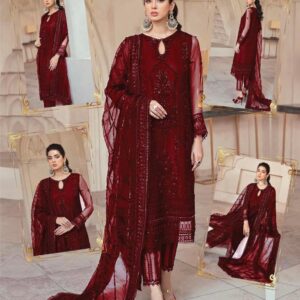 MUSHQ Wedding Edition luxury embroidered dress with hand adda work, organza daman, heavy embellished sleeves, and dupatta.