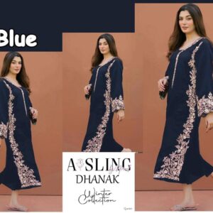 Black Premium Air-Jet Dhanak 2-Piece Embroidered Winter Suit – Front Heavy Embroidery with Plain Trouser