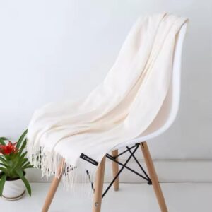 Elegant Maroon Pashmina Scarf with Tassels – Soft & Lightweight Fabric