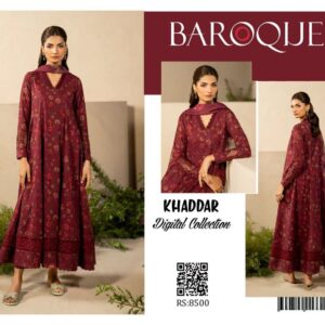 Baroque 2K25 Khaddar Collection – 3 Piece Embroidered Printed Suit